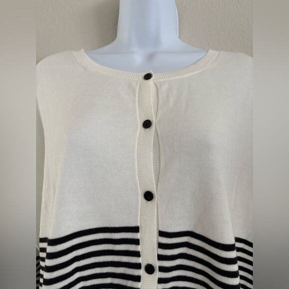 Twinset Simona Barbieri Striped Button Sweater Ruffle Hem Medium - Picture 2 of 10